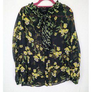 Women’s Who What Wear Long sleeve sheer button up  floral top sz XXL